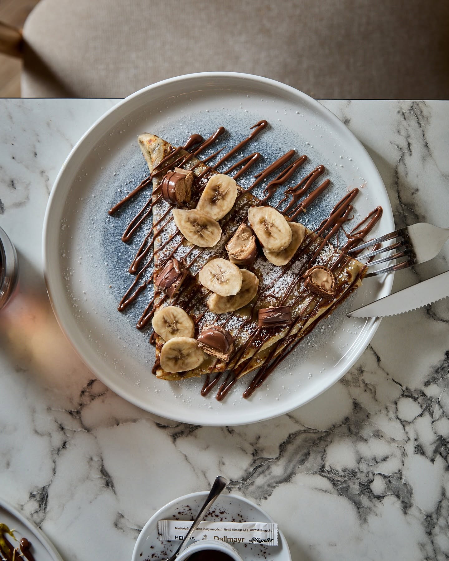 Madame Monsieur French sweet crepe with bananas and chocolate in Budapest